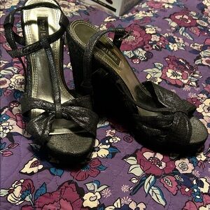 White House Black Market Glittery Black Heels